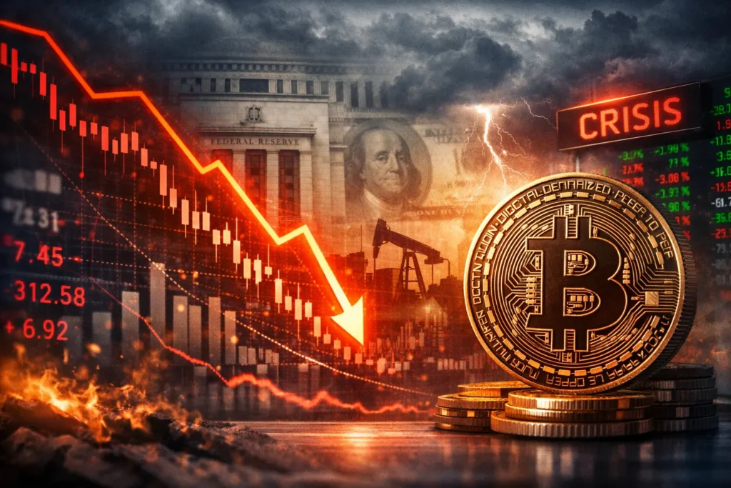 Graph of cryptocurrencies falling down with bitcoin symbol